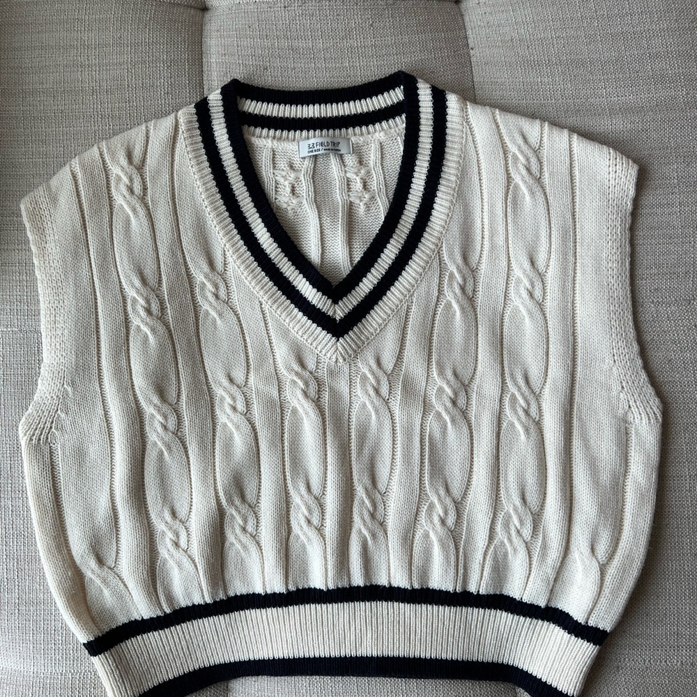 Aland Cream Cable Knit Sweater Vest